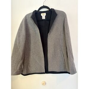 Vintage Talbots Wool Cashmere Open Front Jcket Lightweight Gray Size 6 Old Money
